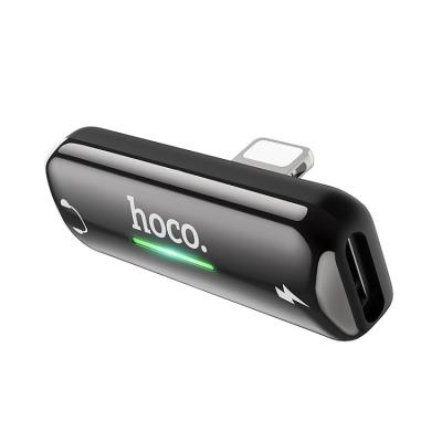 Аудио адаптер переходник для наушников iphone с Lightning на 2 Lightning Hoco LS27 серый