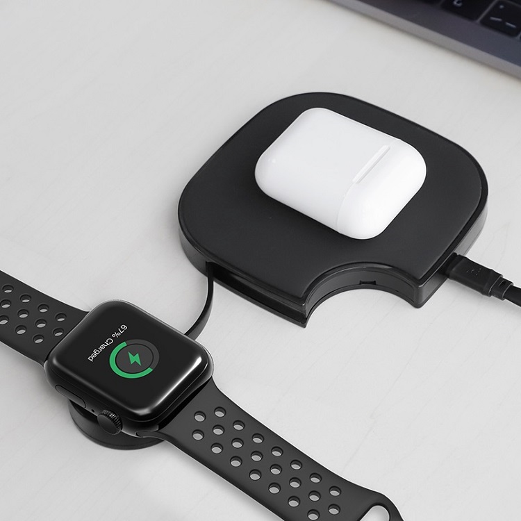 фото Беспроводное зарядное устройство 2 в 1 HOCO S5 Rich power черное