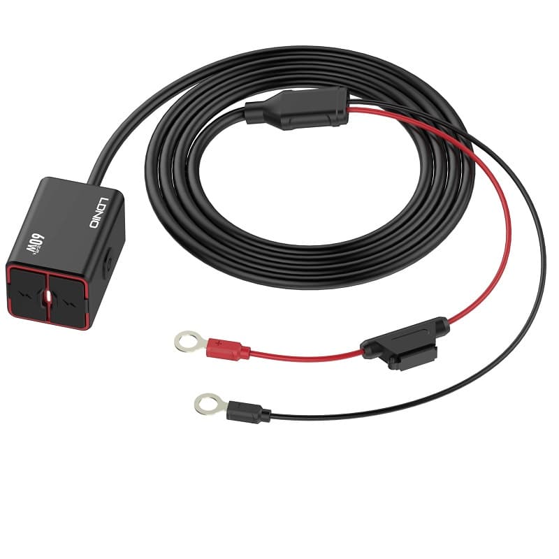 фото Зарядное устройство для мотоцикла LDNIO C108 60W PD 30W+QC3.0 + кабель Type-C to Type-C водонепроницаемое IPX6 черное