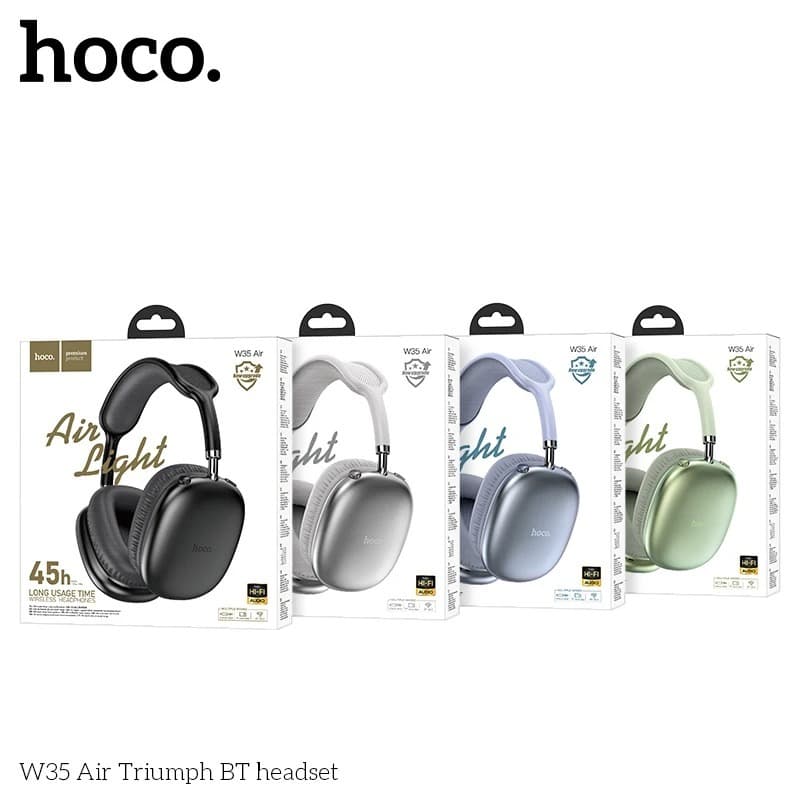 Изображение Наушники беспроводные накладные HOCO W35 Air Triumph синие фото Наушники беспроводные накладные HOCO W35 Air Triumph синие