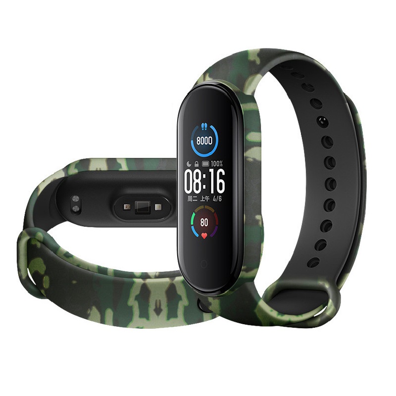 Ремешок для Mi Band 5/Mi Band 6/Mi Band 7 камуфляж зеленый Ремешок для Mi Band 5/Mi Band 6/Mi Band 7 камуфляж зеленый
