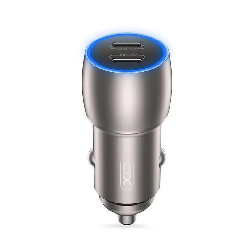 Изображение Автомобильное зарядное устройство + кабель Type-C to Type-C xomobile CC51 2xPD 40W серый металл фото Автомобильное зарядное устройство + кабель Type-C to Type-C xomobile CC51 2xPD 40W серый металл