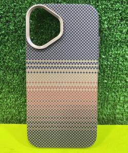 Чехол накладка для iphone 16 (6.1) LUXO карбон пластик с магнитом для magsafe коричневый 