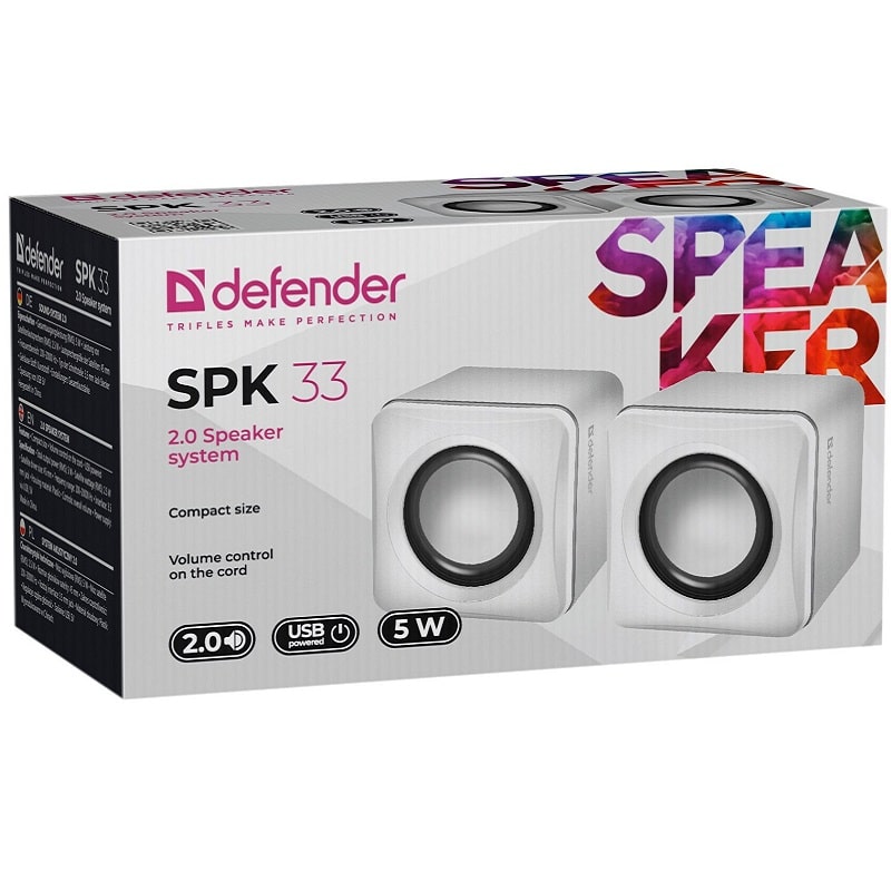 Акустическая система 2,0 DEFENDER SPK 33 белый 5W 