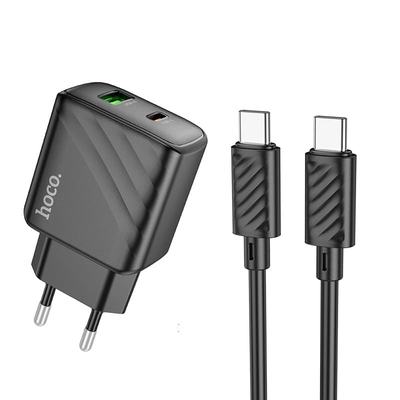 фото Сетевое зарядное устройство + кабель Type-C to Type-C HOCO CS23A PD 30W+QC3.0 3A черный