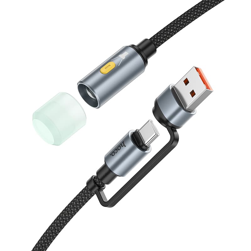 фото Портативный кабель-фонарик ночник Hoco UA38C 2в1 USB/Type-C USB-C to LED черный (не совместим с iPh и Sams)