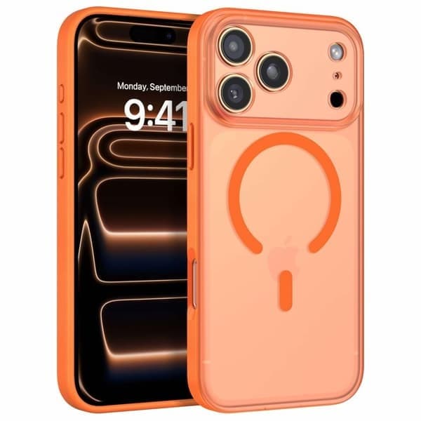 фото Чехол накладка для iphone 17 Pro (6.3) Kwi-Ni пластик с магнитом для magsafe оранжевая