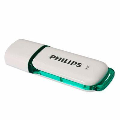 Флеш-накопитель Philips SNOW USB 3.0 пластик белый зеленая вставка 8Gb
