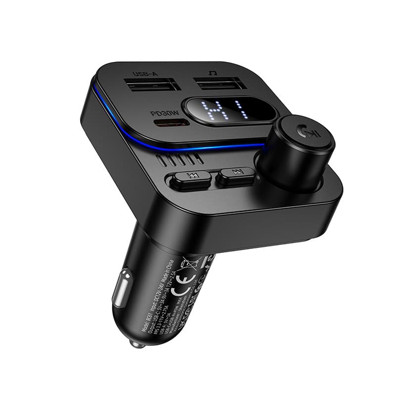 фото FM трансмиттер bluetooth модулятор Borofone BC61 45W USB + PD 30W черный