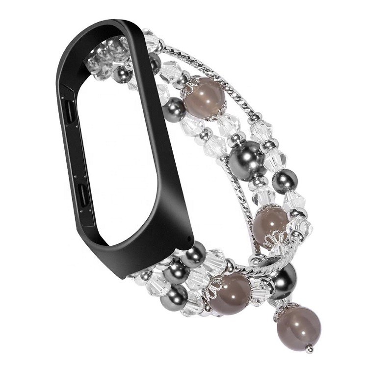 Ремешок для Mi Band 3/Mi Band 4 CBXM332 Natural Agate с бусинами Black Ремешок для Mi Band 3/Mi Band 4 CBXM332 Natural Agate с бусинами Black