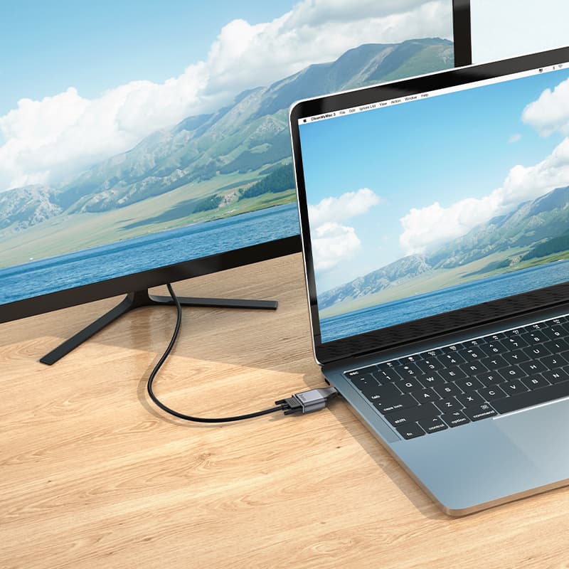 Адаптер переходник конвертер с Type-C USB на VGA HOCO UA34 2K серый металл Адаптер переходник конвертер с Type-C USB на VGA HOCO UA34 2K серый металл