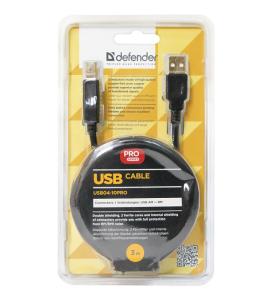 Кабель для принтера AM - BM DEFENDER USB04-10PRO 3м с фильтром черный (87431)
