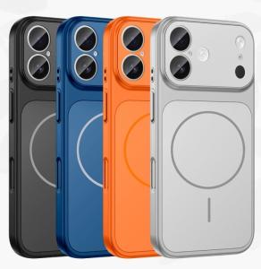 Чехол накладка для iphone 17 Pro (6.3) пластик с магнитом с защитой камеры и линз оранжевая