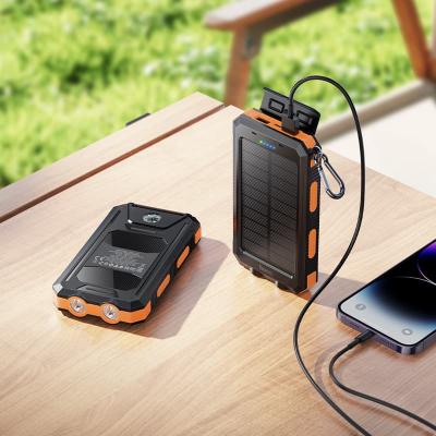 Внешний аккумулятор повербанк Power bank HOCO J164 8000mAh с солнечной панелью и фонариком влагозащищенная черный