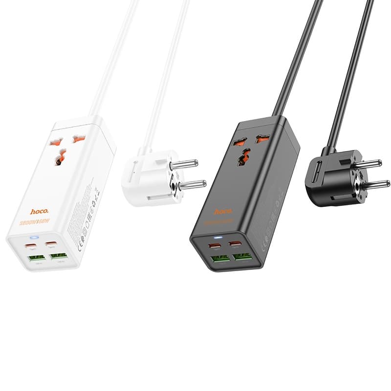 Сетевой фильтр HOCO AC10A 1 гнездо + 2 PD65W + USB QC18W 1.5м 2500W черный Сетевой фильтр HOCO AC10A 1 гнездо + 2 PD65W + USB QC18W 1.5м 2500W черный