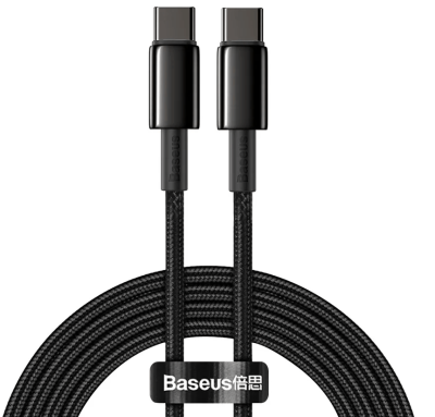 Кабель для зарядки Type-C to Type-C Baseus Tungsten Gold CATWJ-A01 5A 100W 2м черный