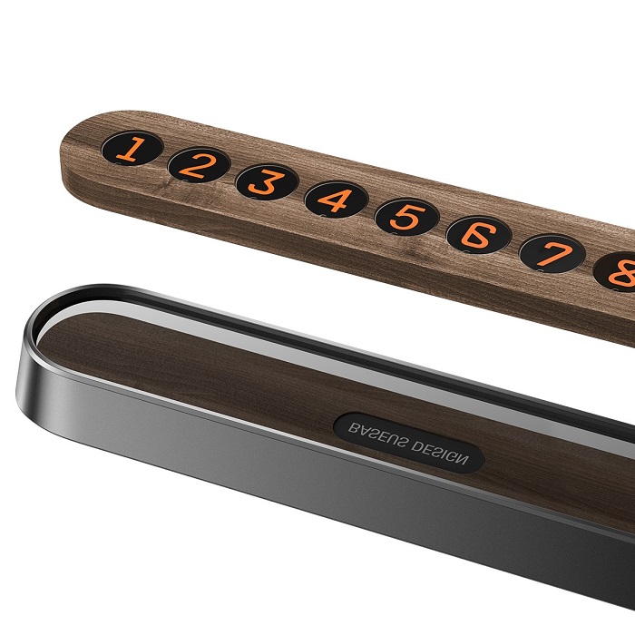 фото Парковочная автовизитка Baseus Wood Texture Temporary Parking Number Plat темно-серая SUXUN-YM0G