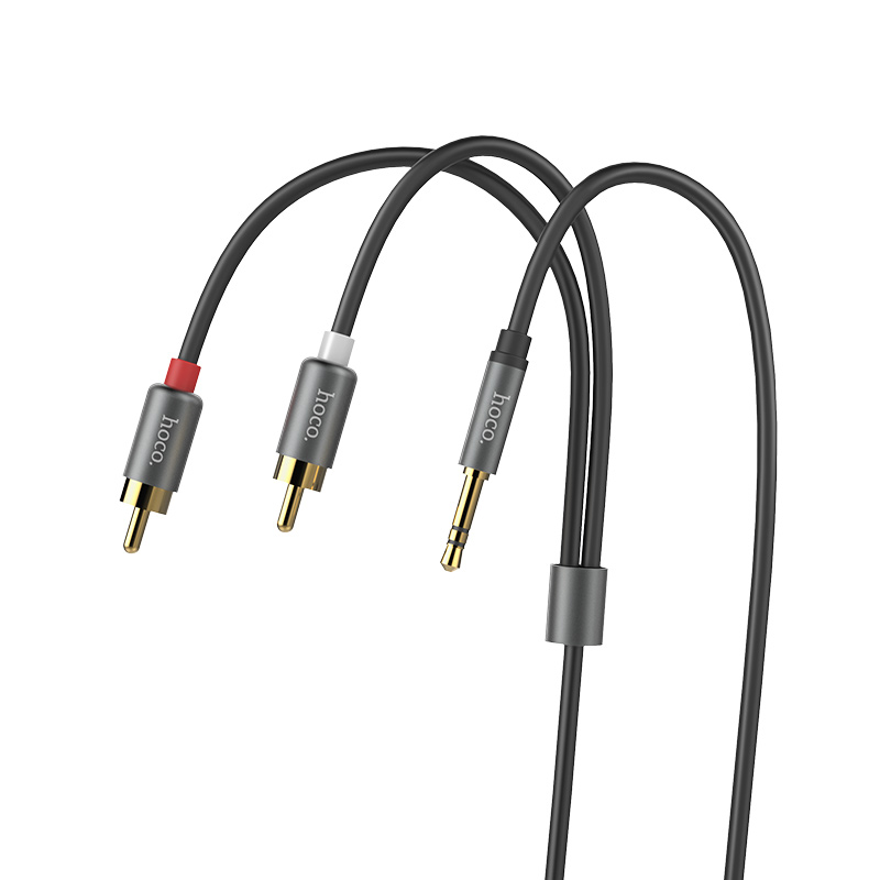 Аудио-кабель HOCO UPA10 AUX Jack 3.5 - 2RCA тюльпаны 1.5м серый металик Аудио-кабель HOCO UPA10 AUX Jack 3.5 - 2RCA тюльпаны 1.5м серый металик