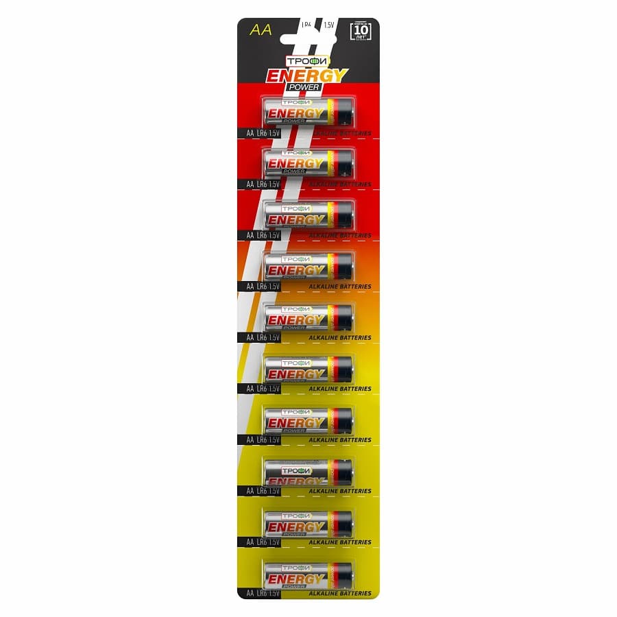 Батарейка Трофи алкалиновая LR6-10BL strip Energy Power