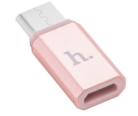 Адаптер переходник с Micro USB на Type-C USB HOCO розовое золото