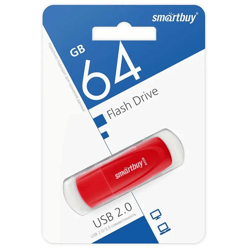 Изображение Флеш-накопитель Smartbuy Scout красный 64Gb