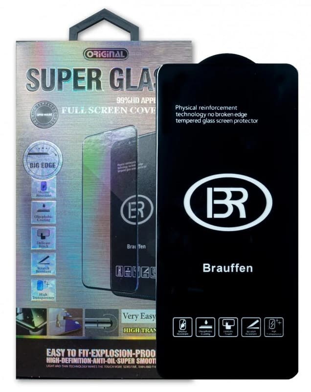 фото Защитное стекло для iphone 17 Pro (6.3) Brauffen 5D черное (полностью на клею)