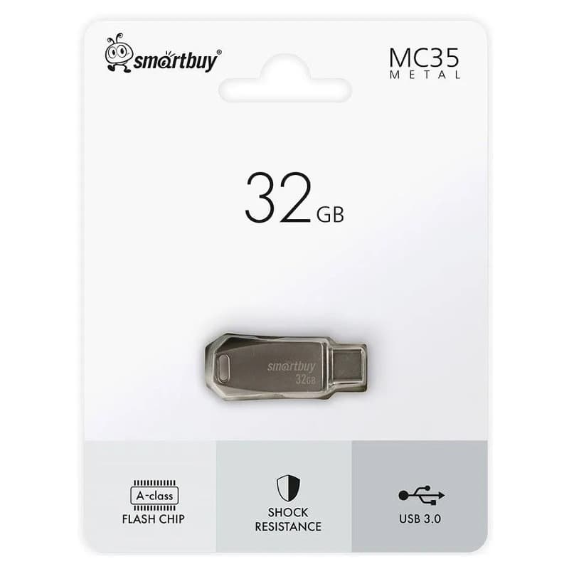 Изображение Флеш-накопитель Smartbuy MC35 Metal Dual Type-C/Type-A серебро 32Gb 