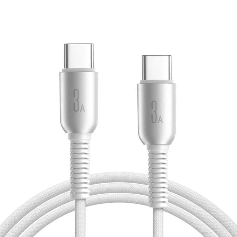 Кабель для зарядки Type-C to Type-C Joyroom S-A51 1.2м PD 60W в нейлоновой оплетке светло-серый (для ip 15) Кабель для зарядки Type-C to Type-C Joyroom S-A51 1.2м PD 60W в нейлоновой оплетке светло-серый (для ip 15)