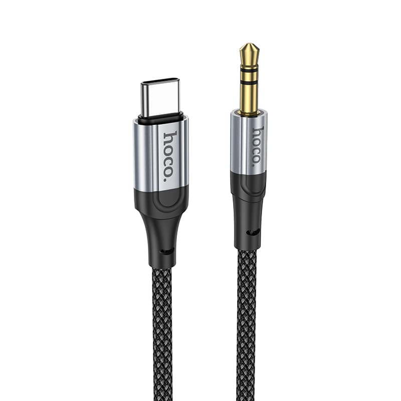 Кабель Aux Jack 3.5 - Type-C USB-C HOCO UPA26 1м плетеный черный Кабель Aux Jack 3.5 - Type-C USB-C HOCO UPA26 1м плетеный черный