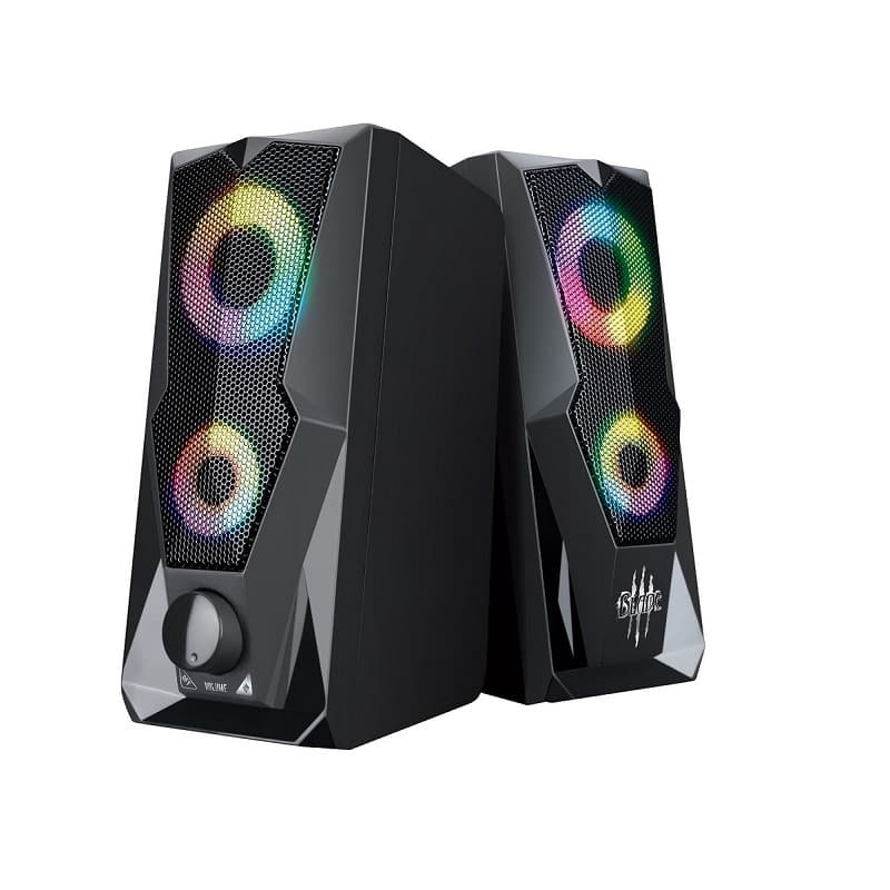 Акустическая система 2,0 Qumo Blade AS001,15ВТ, RGB подсветка USB+3.5 jack, объемное звучание Акустическая система 2,0 Qumo Blade AS001,15ВТ, RGB подсветка USB+3.5 jack, объемное звучание