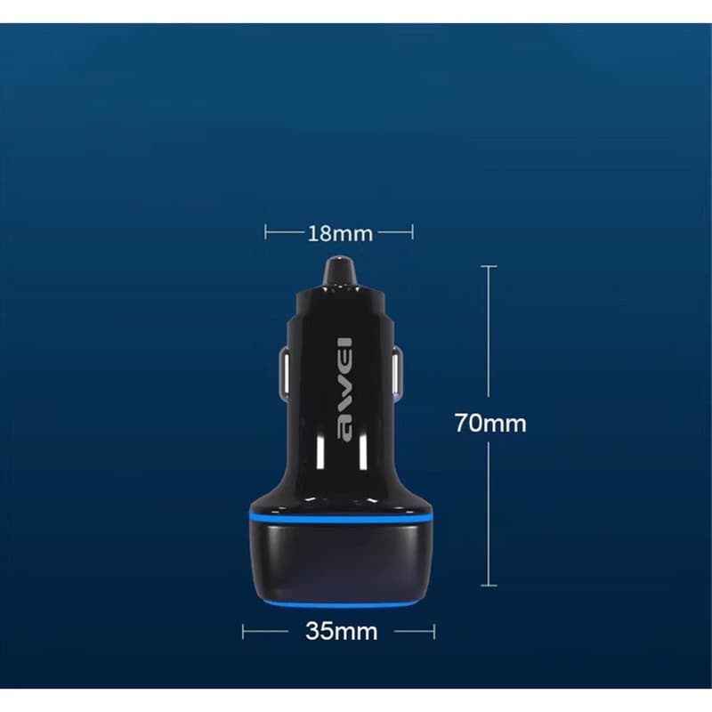 Изображение Автомобильное зарядное устройство Awei C-827 2USB 2,4A черное фото Автомобильное зарядное устройство Awei C-827 2USB 2,4A черное