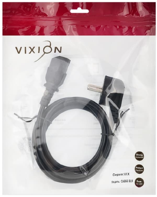 Кабель питания VIXION CAB56 евровилка 1,5м C13 черный