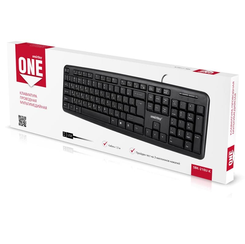 Клавиатура проводная Smartbuy ONE 210 USB мультимедийная черная SBK-210U-K Клавиатура проводная Smartbuy ONE 210 USB мультимедийная черная SBK-210U-K