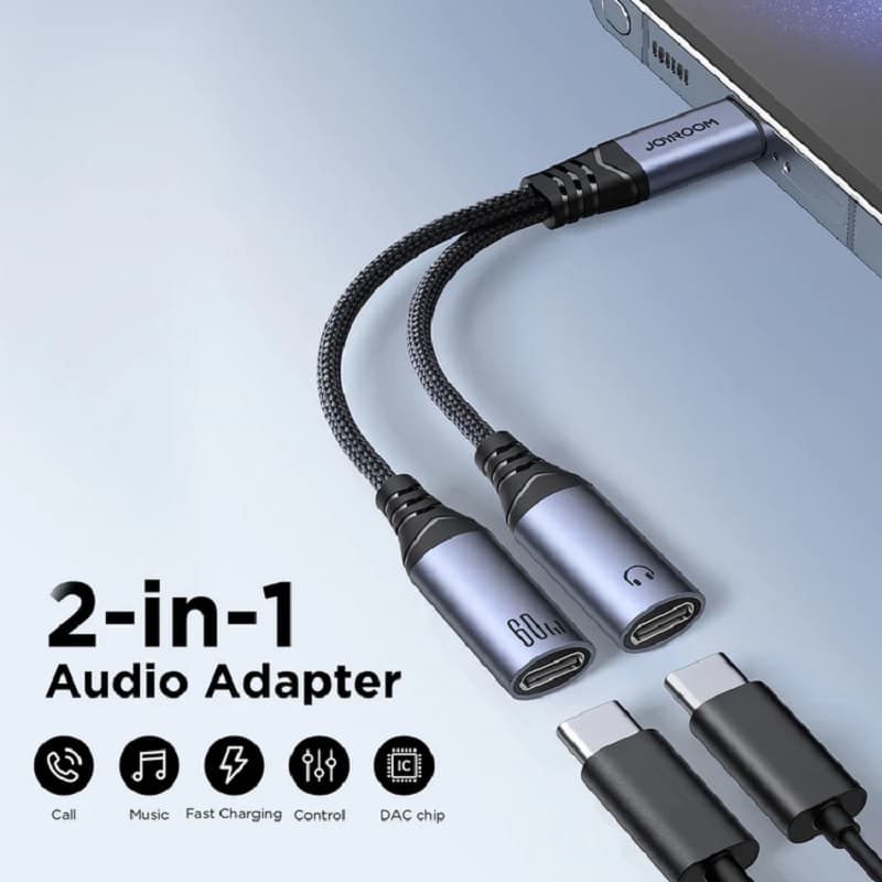 Аудио адаптер переходник для наушников с Type-C USB-C на 2 Type-C USB-C Joyroom SY-C03 черный Аудио адаптер переходник для наушников с Type-C USB-C на 2 Type-C USB-C Joyroom SY-C03 черный