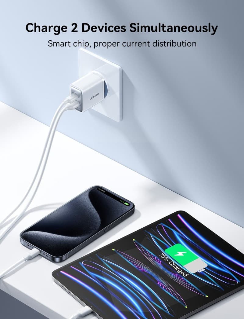 Изображение Сетевое зарядное устройство Адаптер Блок питания Joyroom JR-TCF15 30W PD+QC3.0 / Type-C USB-C+USB белое фото Сетевое зарядное устройство Адаптер Блок питания Joyroom JR-TCF15 30W PD+QC3.0 / Type-C USB-C+USB белое