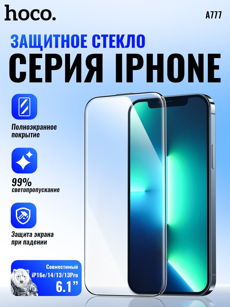 Изображение Защитное стекло для iphone 16 Pro Max (6.9) HOCO A777 0.4mm черное фото Защитное стекло для iphone 16 Pro Max (6.9) HOCO A777 0.4mm черное