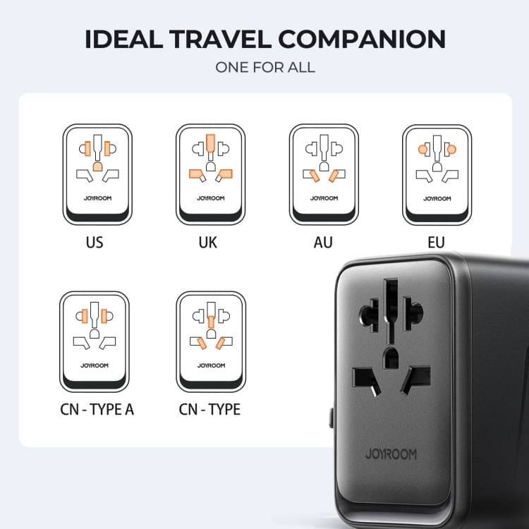фото Универсальное зарядное устройство адаптер Joyroom JR-TCW01 17W EU/US/JP/AU/UK Type-C USB-C+3USB 10A черный