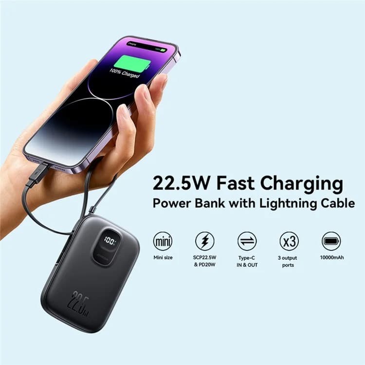 Изображение Внешний аккумулятор повербанк Power bank Joyroom JR-PBF18 10000mAh 22.5W с дисплеем черный фото Внешний аккумулятор повербанк Power bank Joyroom JR-PBF18 10000mAh 22.5W с дисплеем черный