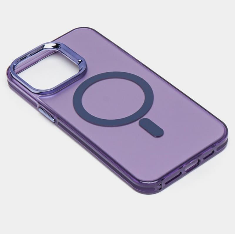 фото Чехол накладка для iphone 15 Pro Max (6.7) Magnetic силикон+пластик с магнитом для magsafe фиолетовая