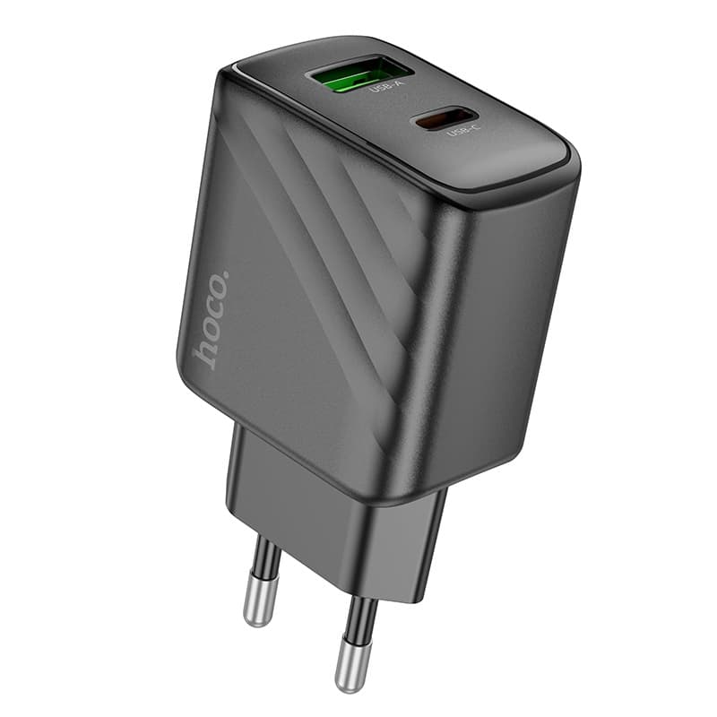фото Сетевое зарядное устройство Адаптер Блок питания HOCO CS23A PD 30W + QC3.0 / Type-C USB-C+USB 3A черное