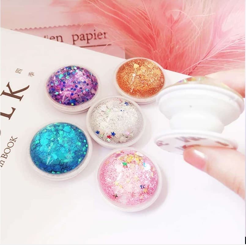 Изображение POPSOCKET попсокет для телефона блестки голубой фото POPSOCKET попсокет для телефона блестки голубой