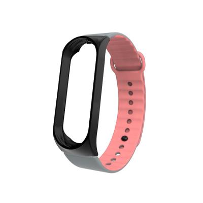 Ремешок для Mi Band 3 CBXM304 силикон+металл серый с розовым