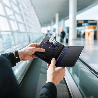 Обложка для паспорта с защитой от потери GPS трекер маячок HOCO E91G Tiger smart для iphone модель беспроводной зарядки экокожа черный