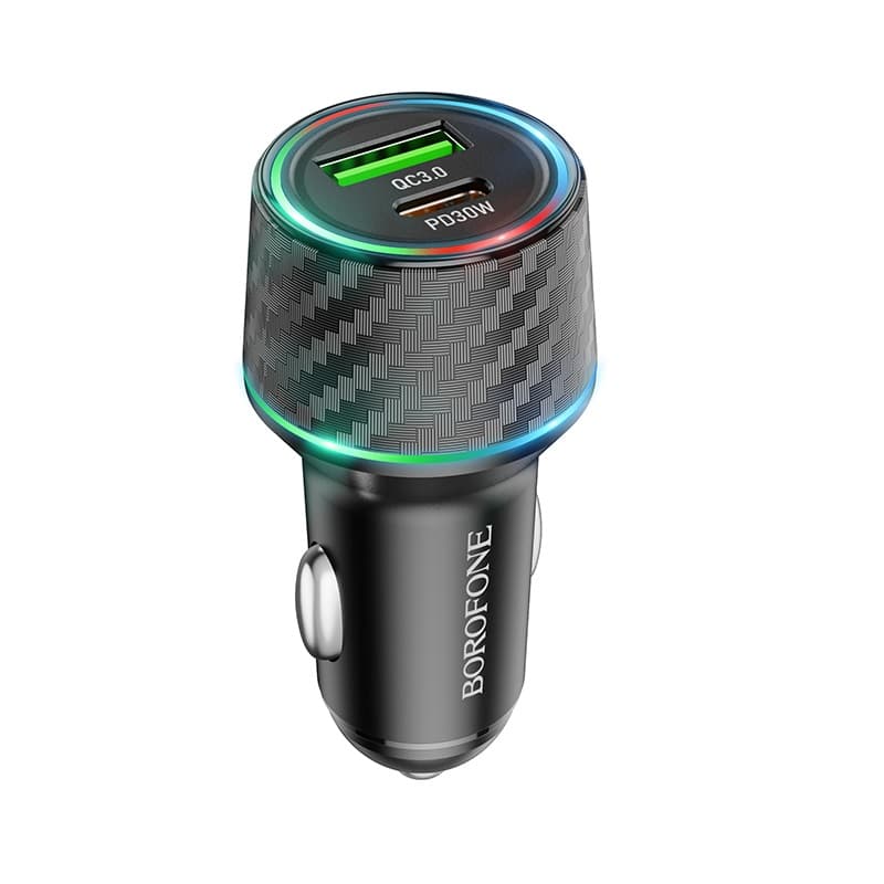 фото Автомобильное зарядное устройство Borofone BZ21 48W PD 30W+QC3.0 / Type-C USB-C+USB черное