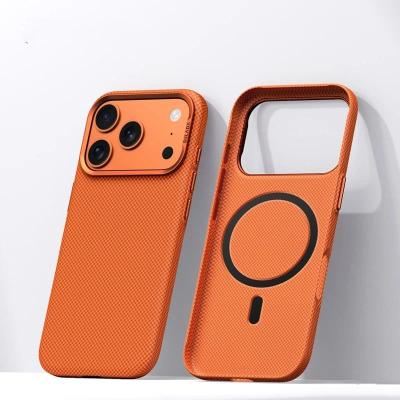 Чехол накладка для iphone 17 Pro Max (6.9) SULADA Grid Wake Mag карбон пластик оранжевый с магнитом для magsafe