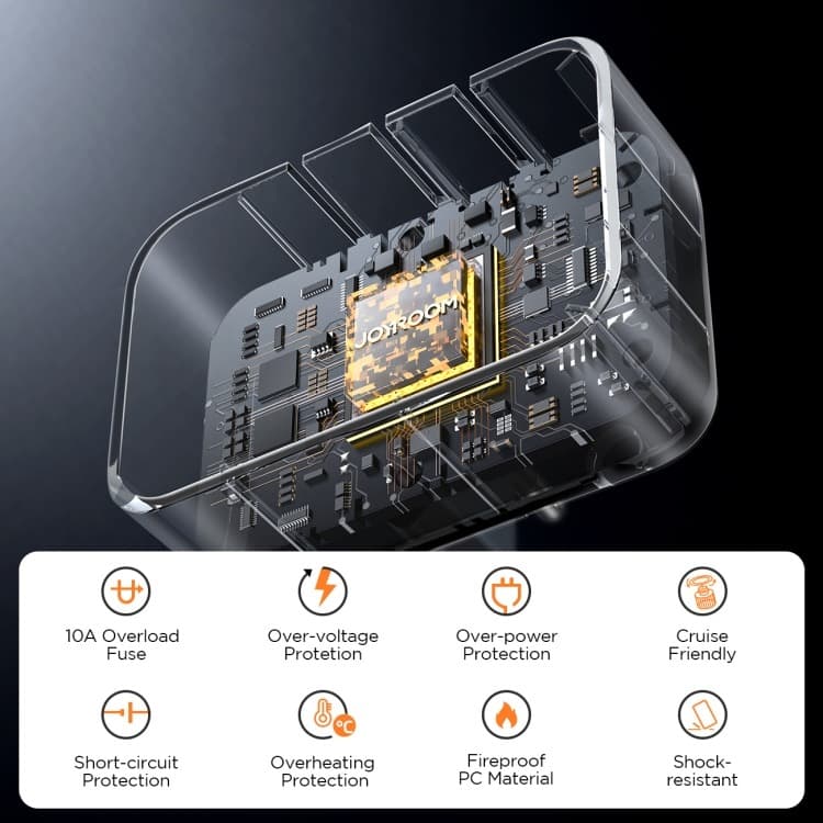 фото Универсальное зарядное устройство адаптер Joyroom JR-TCW01 17W EU/US/JP/AU/UK Type-C USB-C+3USB 10A черный