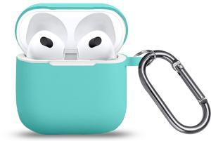 Чехол для наушников 4 с карабином силикон бирюзовый