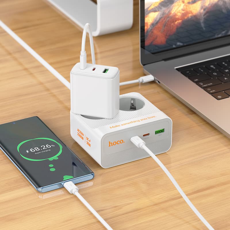 Сетевой фильтр HOCO AC27 2 гнезда + 2 Type-C USB-C PD30W + USB QC3.0 2м 2500W черный Сетевой фильтр HOCO AC27 2 гнезда + 2 Type-C USB-C PD30W + USB QC3.0 2м 2500W черный