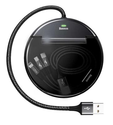 Автомобильное зарядное устройство Baseus Car Sharing Charging Station 3USB 3A + кабель 3 в 1 черное CAHUB-FX01
