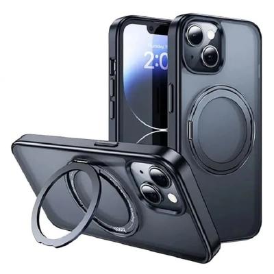 Чехол накладка для iphone 16 Pro 6.3 HOCO AS1 2в1 силикон+пластик с магнитом и кольцом держателем черная